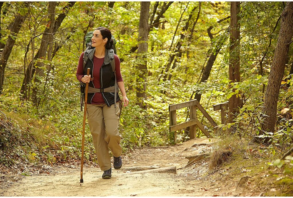 Brazos Free Form Hickory Handcrafted Wooden Hiking Stick For Seniors