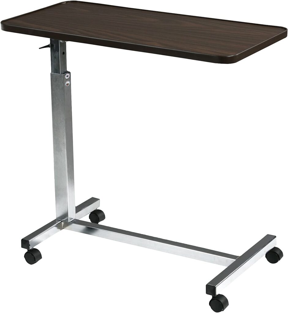 Drive Medical 13003 Non-Tilt Top Overbed Table for Senior Adults
