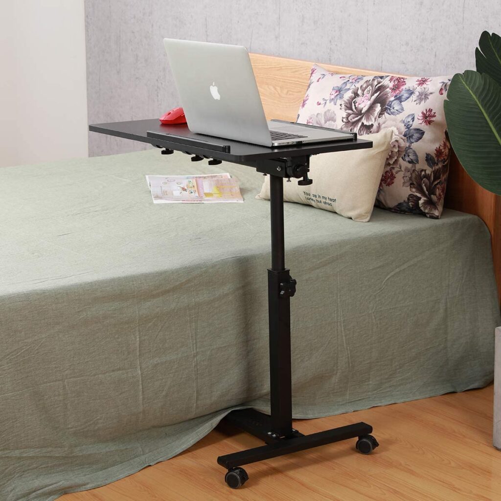 TigerDad Adjustable Over Bed Table with Wheels for Senior individuals