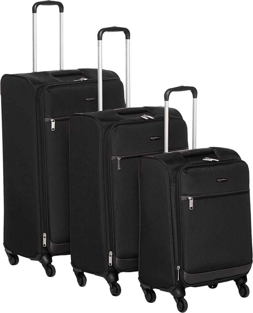 Amazon Basics 3-Piece Set Softside Spinner Luggage for Senior Adults