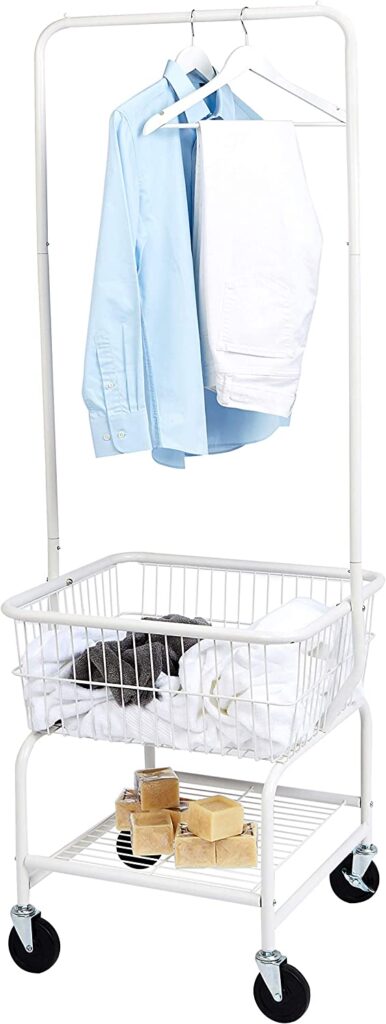 Amazon Basics with Wheels and Hanging Rack Laundry Basket for Senior Adults