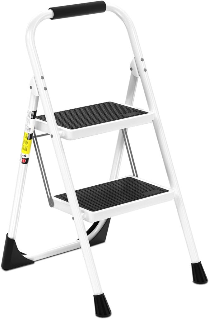 EFFIELER,2 Step Stool Ergonomic Folding Step Ladder for Elderly Adults